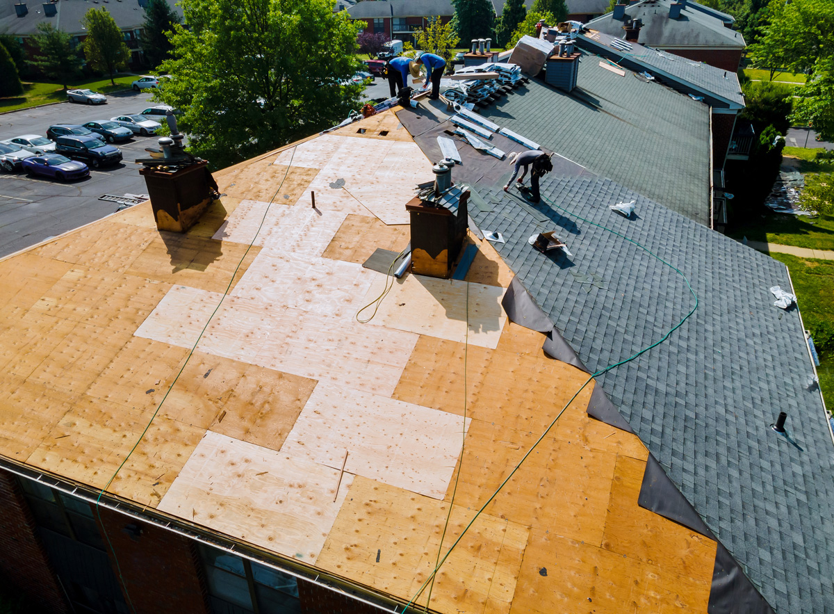 A roof that is in the process of being replaced with roofers in El Paso.