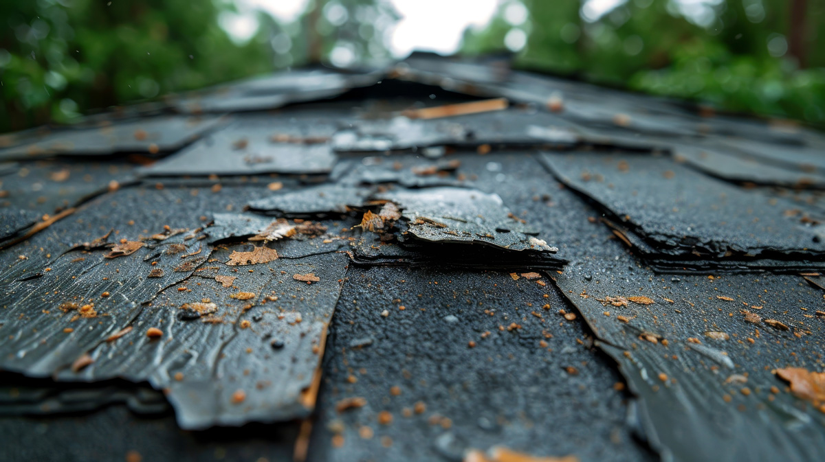 A close-up image of a hail damaged roof in El Paso.