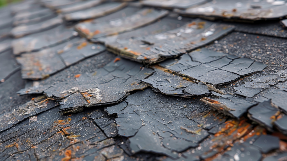 A crumbling, cracked roof in El Paso.